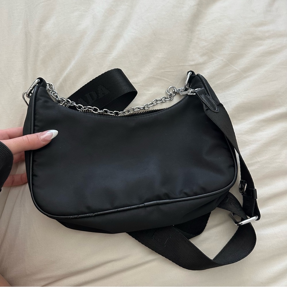 Prada Black Nylon Chain Shoulder Bag - Picture 4 of 7